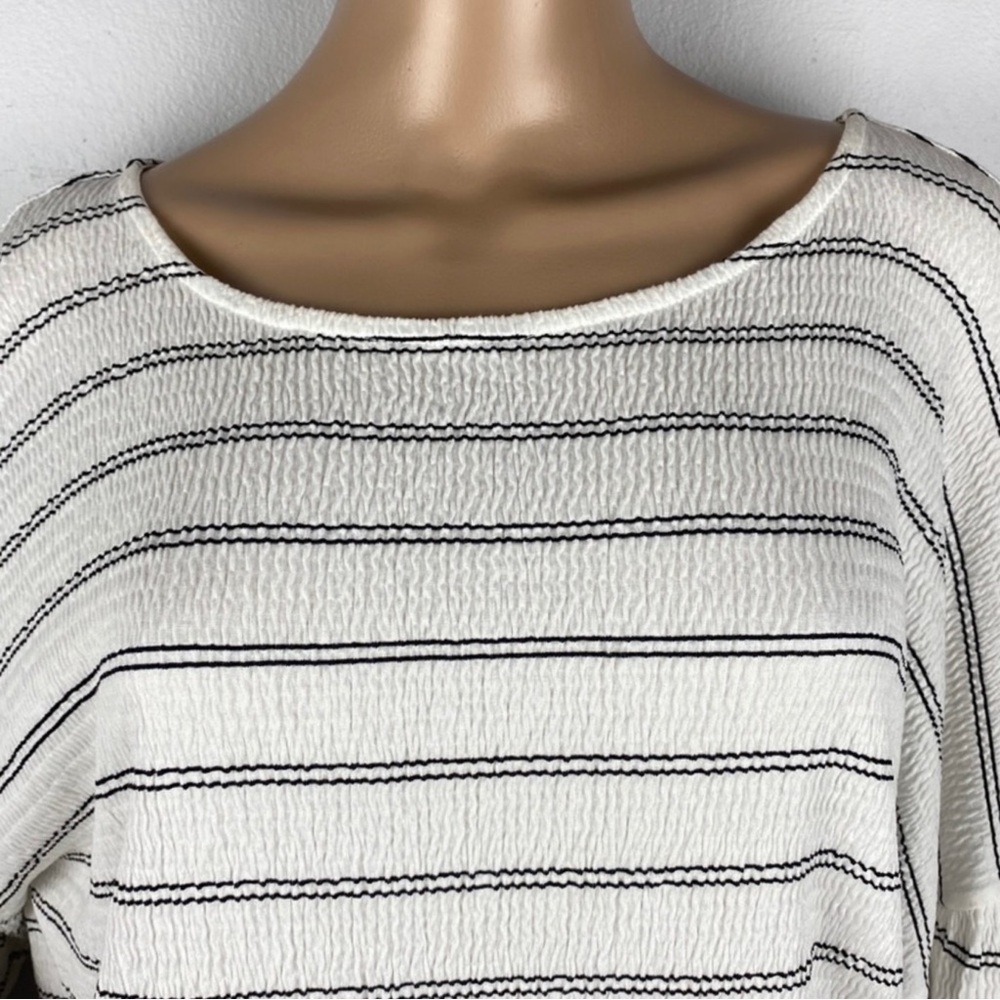 NEW FRENCH CONNECTION STRIPED BALLOON SLEEVE TOP - Picture 4 of 8